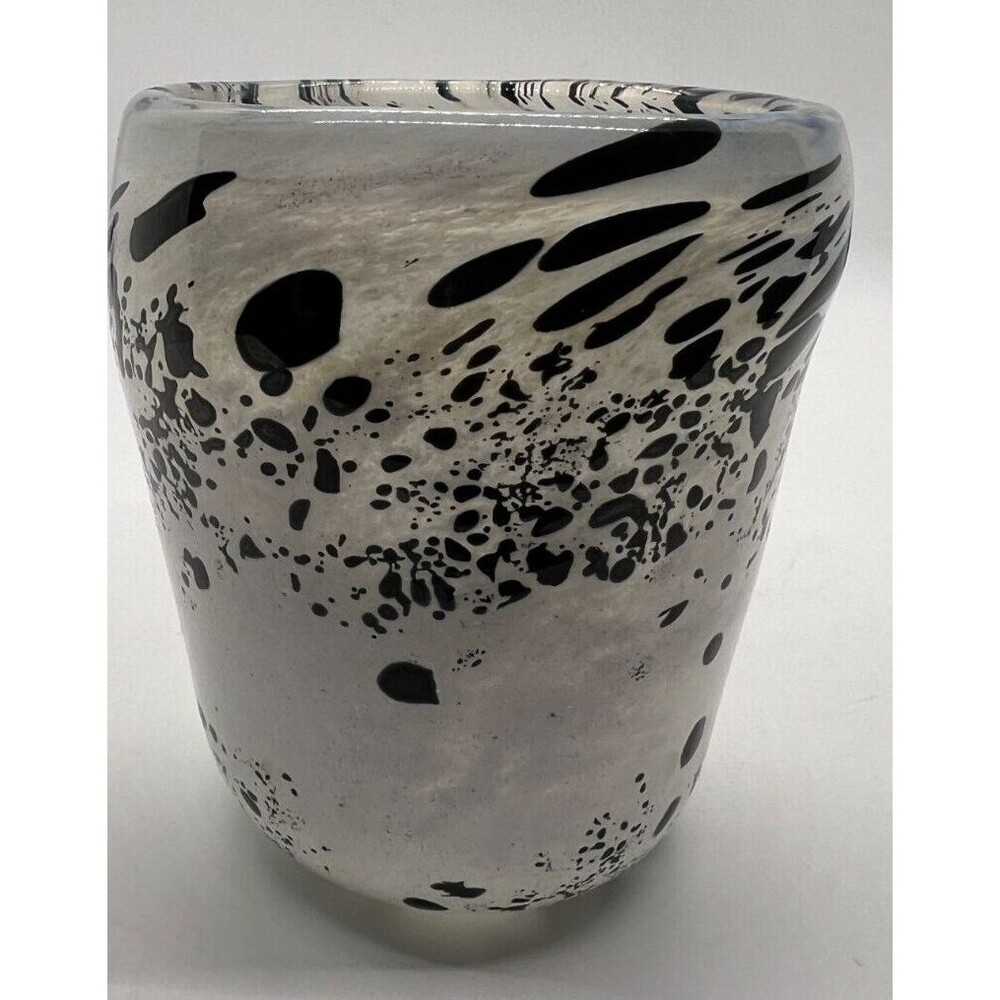Black And White Art Glass Vase Abstract Contemporary Minimalist MCM planter